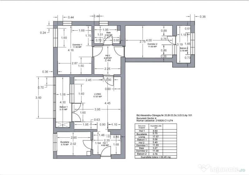 Apartament cu 3 camere semidecomandat în Berceni