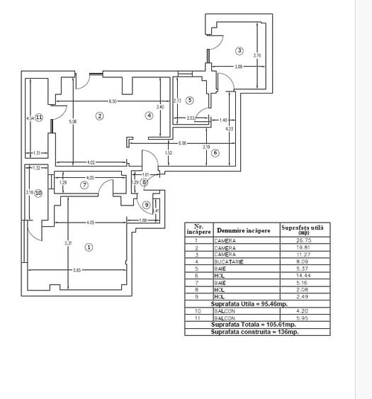 Apartament cu 3 camere decomandat în Chitila
