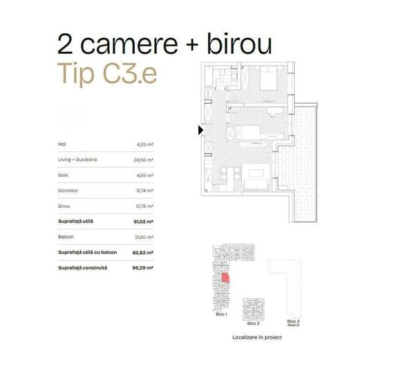 Apartament cu 3 camere în Ghencea
