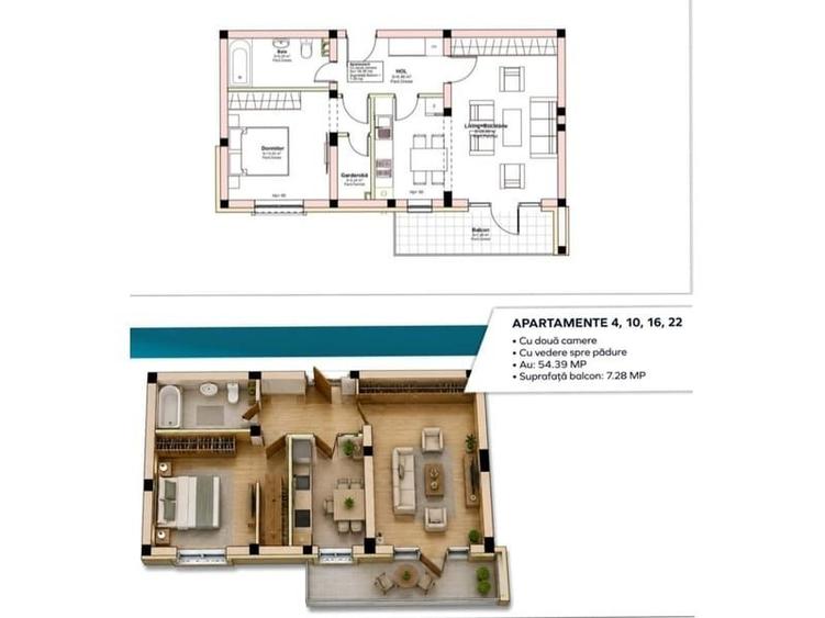 Apartament cu 2 camere în Livezeni