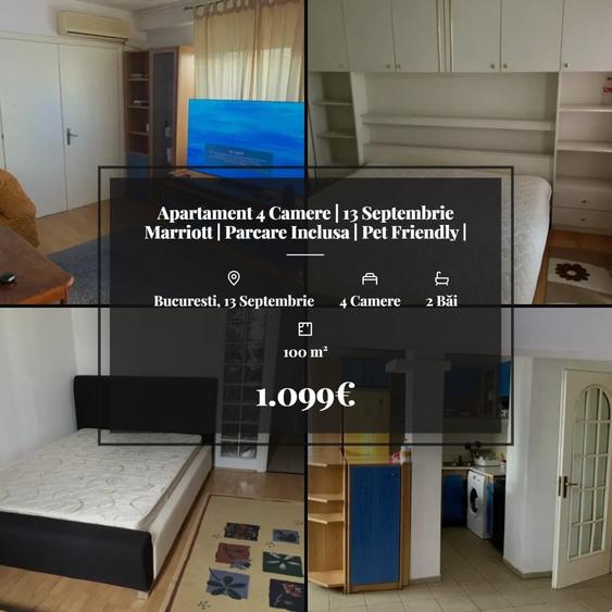Apartament cu 4 camere decomandat, mobilat în 13 Septembrie