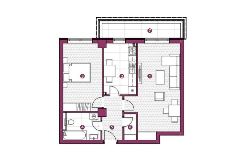 Apartament cu 2 camere în Galata