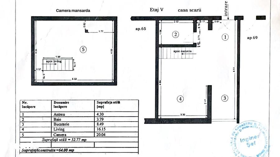 Apartament cu 2 camere în Seleuș