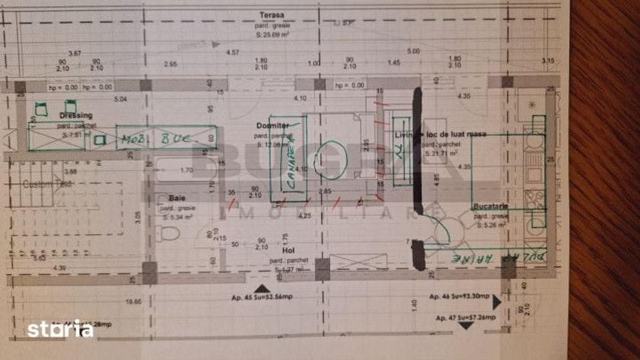 Apartament 2 camere 53mp+terasa 25mp, parcare, etaj intermediar - 1