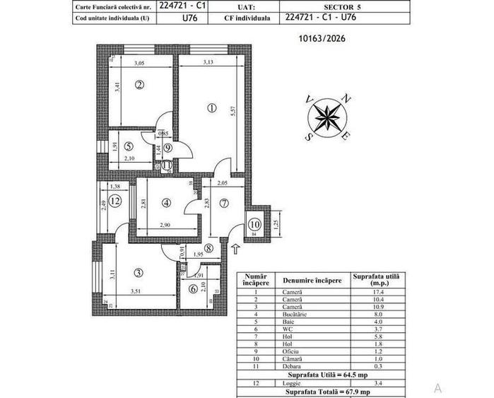 Apartament cu 3 camere decomandat în Rahova
