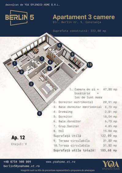Apartament cu 3 camere decomandat în Tomis Plus