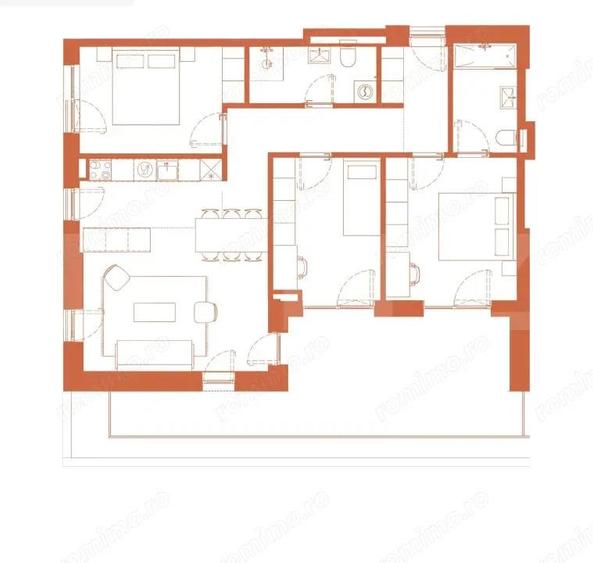Apartament cu 4 camere semidecomandat în Central