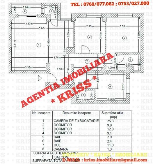 Apartament cu 3 camere decomandat în Negru Vodă