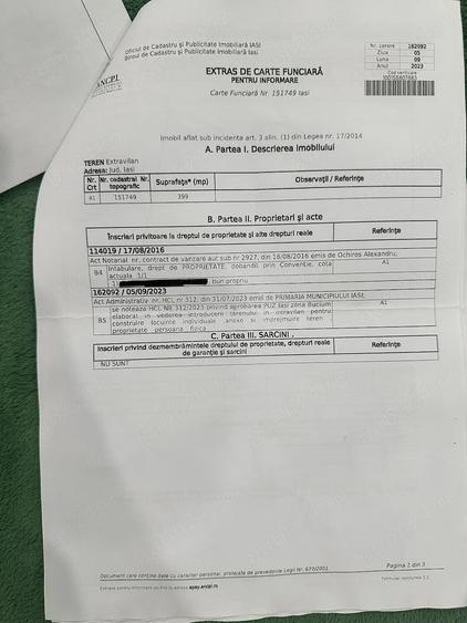 Teren de 399 mp, în Bucium