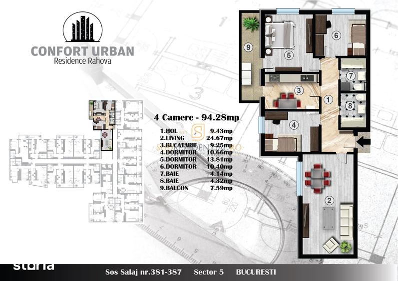 Apartament cu 4 camere decomandat în Rahova