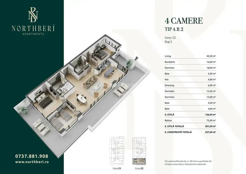 Apartament de Lux cu 4 Camere la Etajul 5 – Vedere Panoramică – Complex Rezidenț