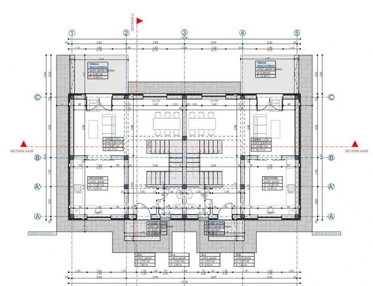 Duplex cu 4 camere cu Canalizare în Popas Păcurari