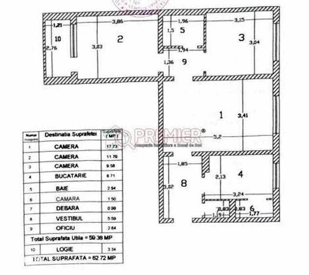 Apartament cu 3 camere în Brâncoveanu