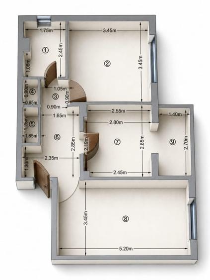 Apartament cu 2 camere decomandat în Rovine