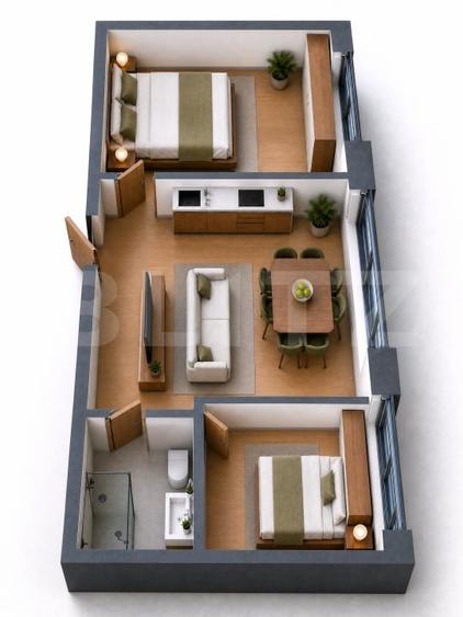 Apartament cu 3 camere semidecomandat în Mărăști