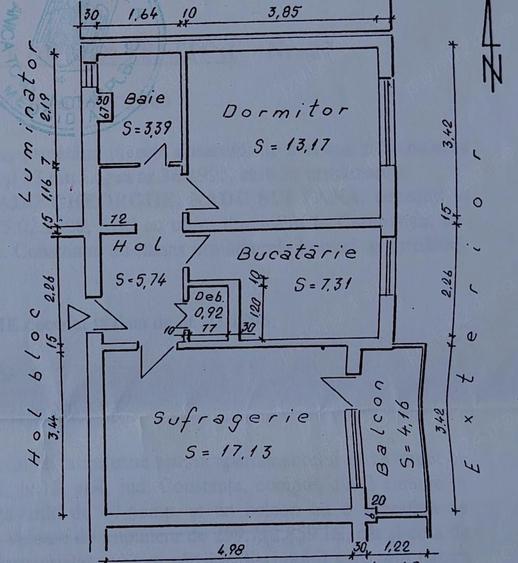 Apartament cu 2 camere decomandat în Central