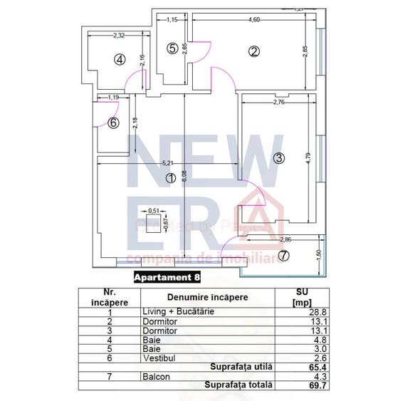 Apartament cu 3 camere semidecomandat în Otopeni