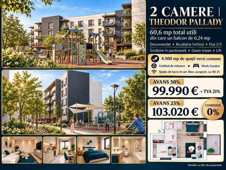 Apartament cu 2 camere decomandat în Theodor Pallady