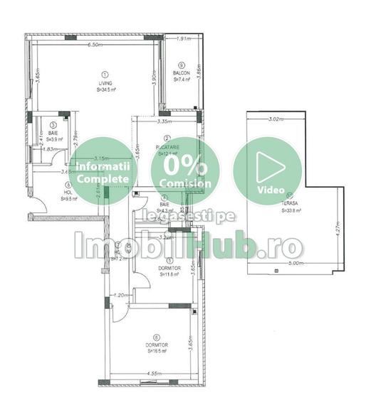 Apartament cu 3 camere semidecomandat în Bună Ziua