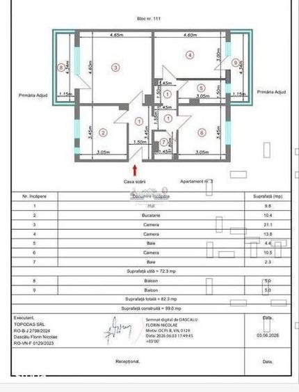 Apartament cu 3 camere decomandat, mobilat în Central