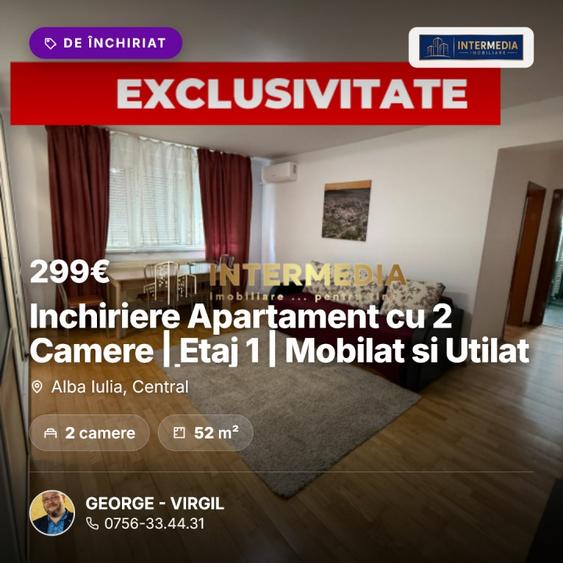 Apartament cu 2 camere decomandat, mobilat în Central