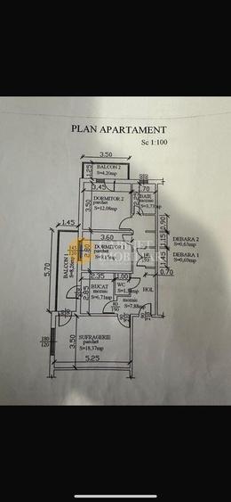 Apartament cu 3 camere decomandat în Tomești