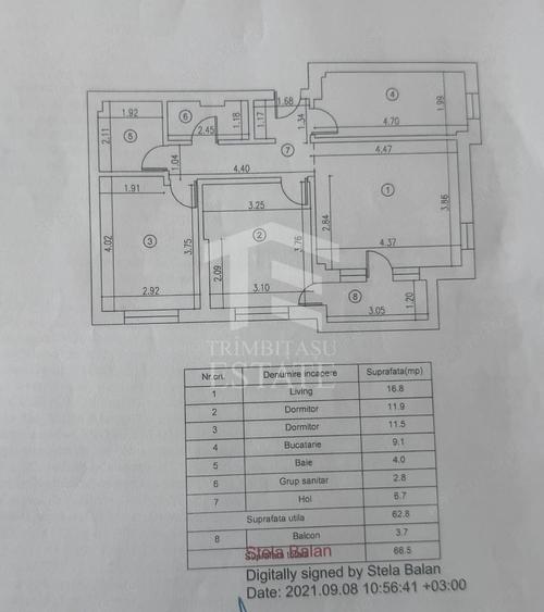 Apartament cu 3 camere decomandat în Militari
