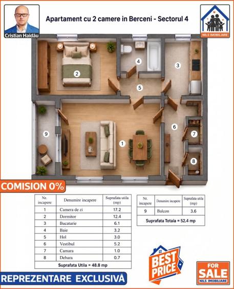 Apartament 2 camere | Berceni - Sector 4 | Comision 0 - 9
