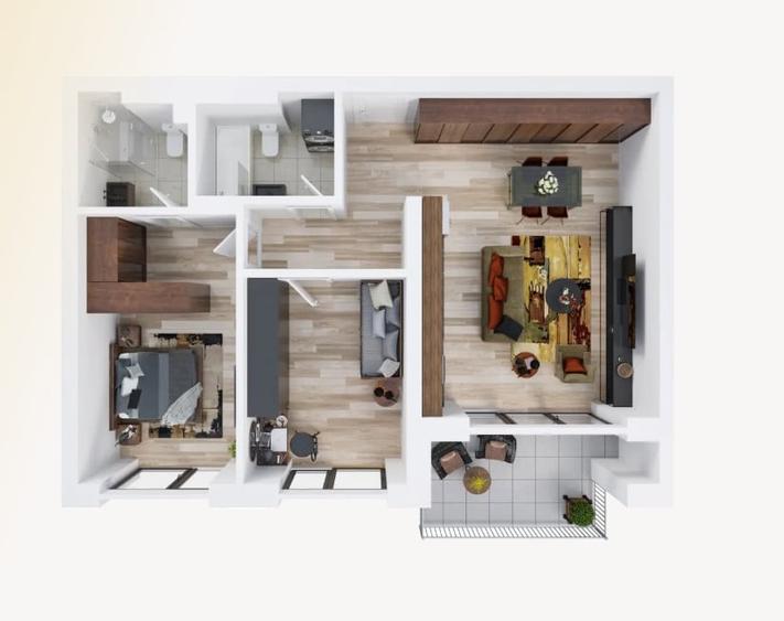 Apartament cu 3 camere semidecomandat în Cetății