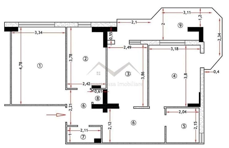 Apartament cu 3 camere decomandat în Păcurari