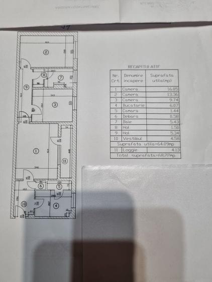 Apartament cu 3 camere semidecomandat în Titan