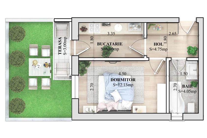 Garsonieră decomandată în Ciurea