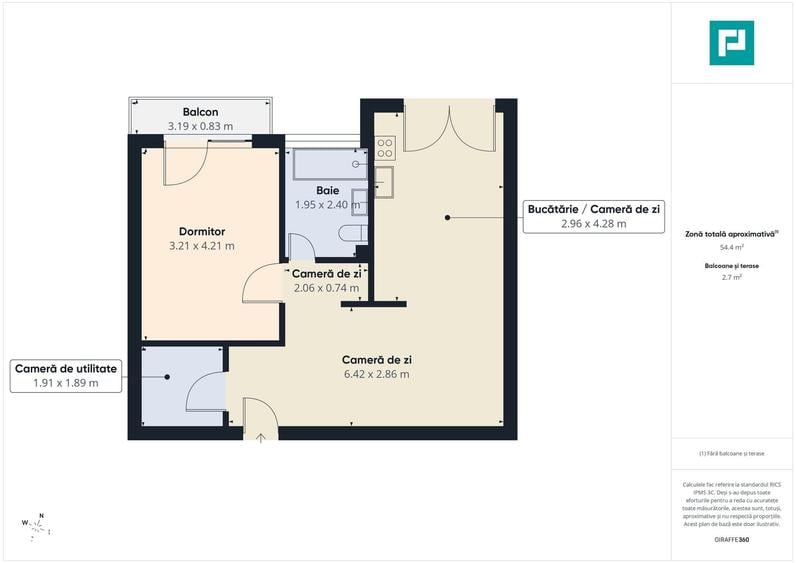 Apartament cu 2 camere în Oncea