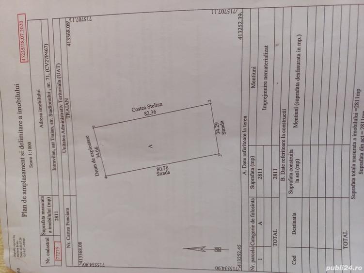 Teren de 7500 mp, în Traian