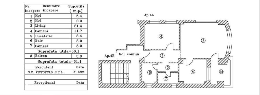 Apartament cu 2 camere decomandat în Fundeni