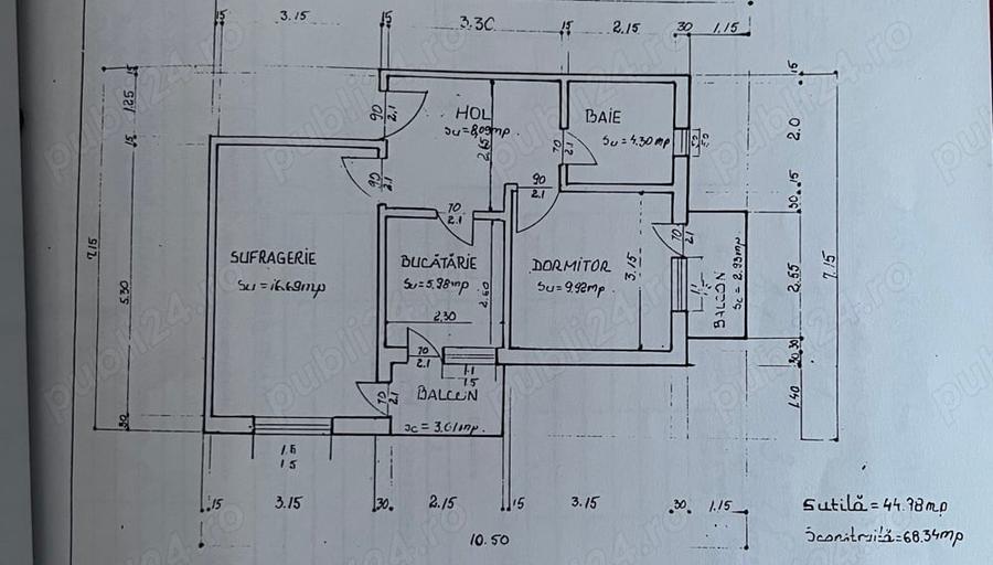 Apartament cu 2 camere decomandat în Curtea de Argeș