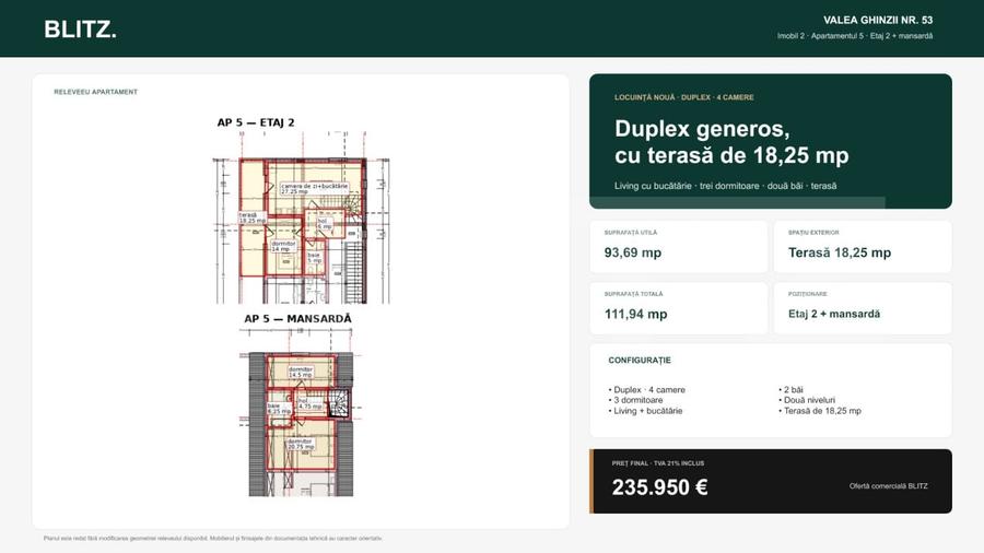 Apartament cu 4 camere semidecomandat în Est