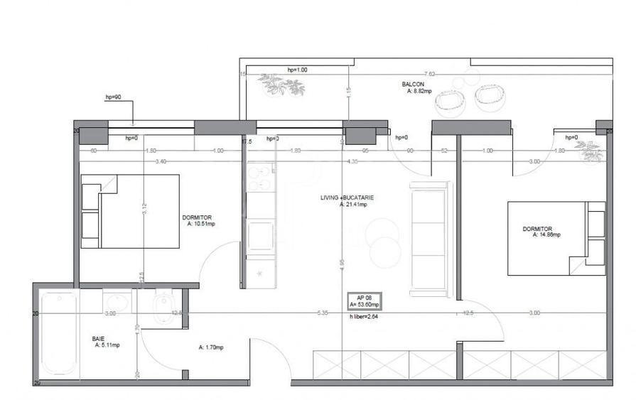 Apartament cu 3 camere semidecomandat în Între Lacuri