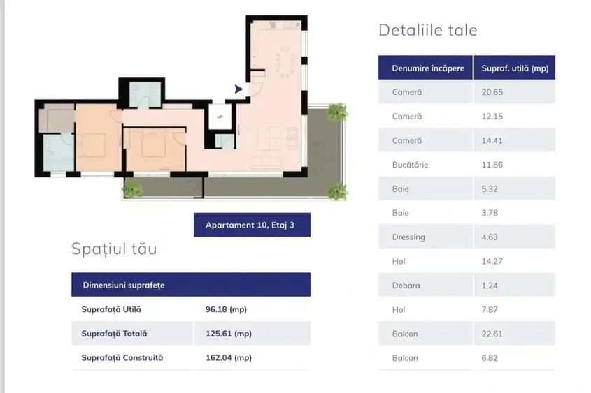 Apartament cu 3 camere decomandat, mobilat în Ultracentral