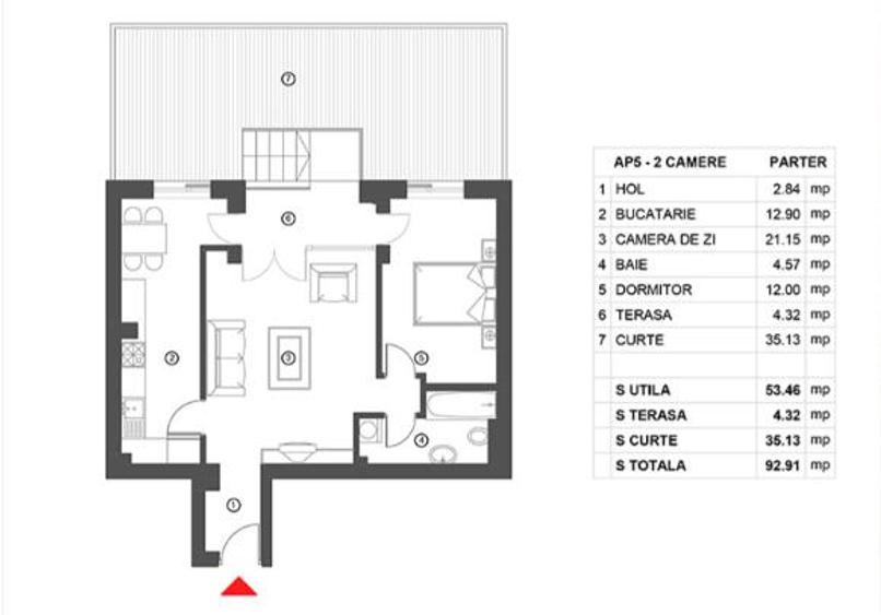 Apartament cu 2 camere semidecomandat în Herăstrău