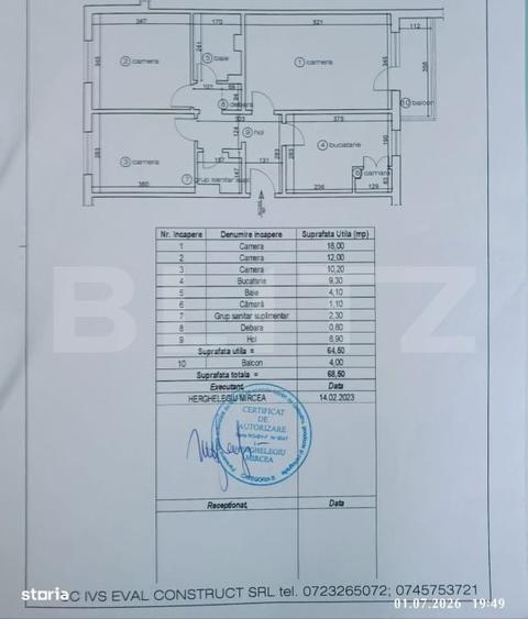 Apartament cu 3 camere decomandat în Florilor