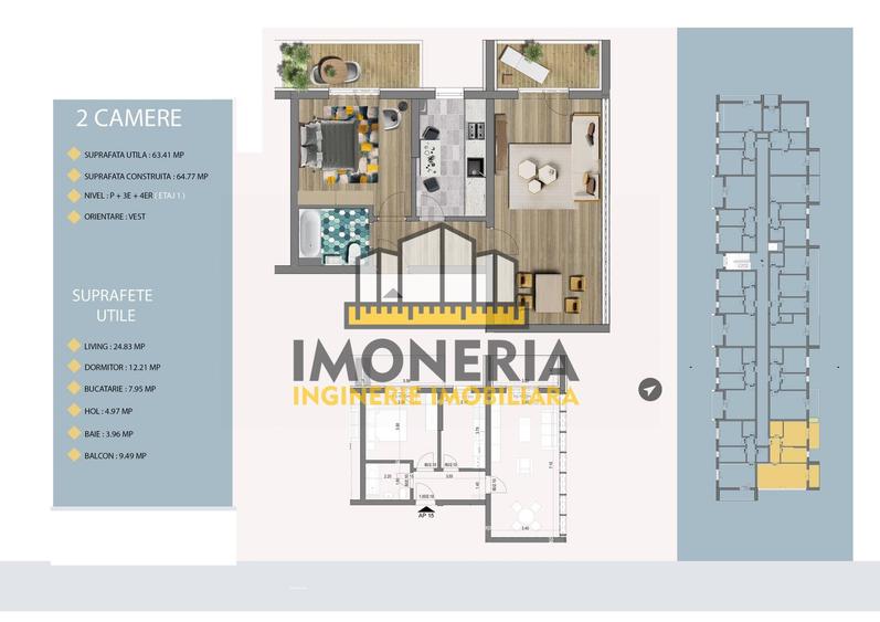 Apartament cu 2 camere decomandat în 1 Decembrie 1918