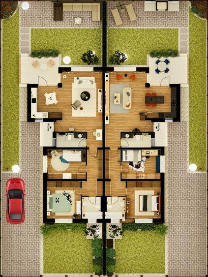 Duplex cu 3 camere cu Teren 322 Mp în Moșnița Nouă