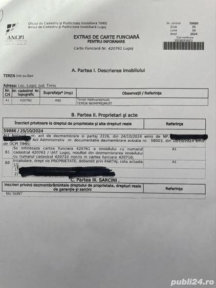 Teren de 480 mp, în Central