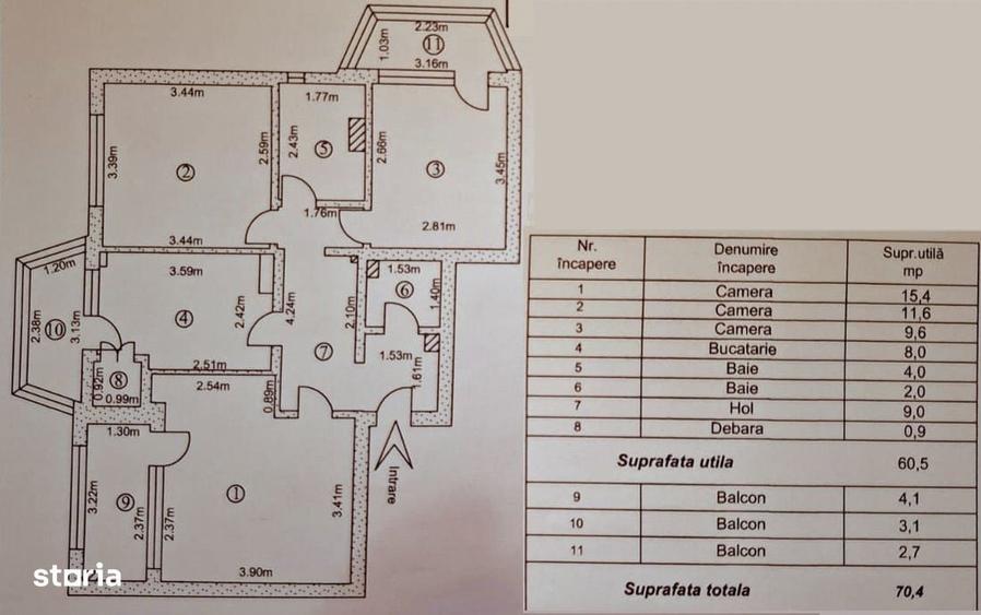 Apartament cu 3 camere decomandat în Port