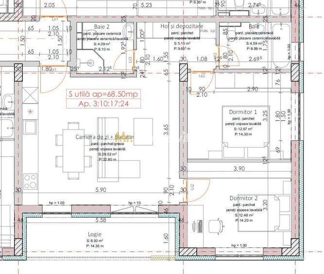 Apartament cu 2 camere decomandat în Botizului