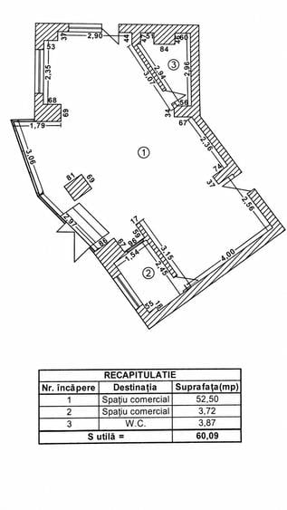 Spațiu comercial, de 60.090000152588 mp, în Basarabia