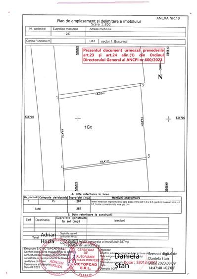 Teren Construcții intravilan de 287 mp, în Șoseaua Nordului