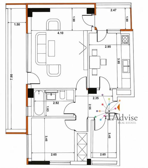 Apartament cu 2 camere decomandat, mobilat în Noua