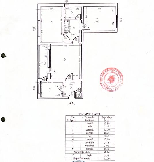 Apartament cu 3 camere semidecomandat în Obor